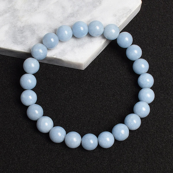 Blue Angelite Bead Bracelets-ToShay.org