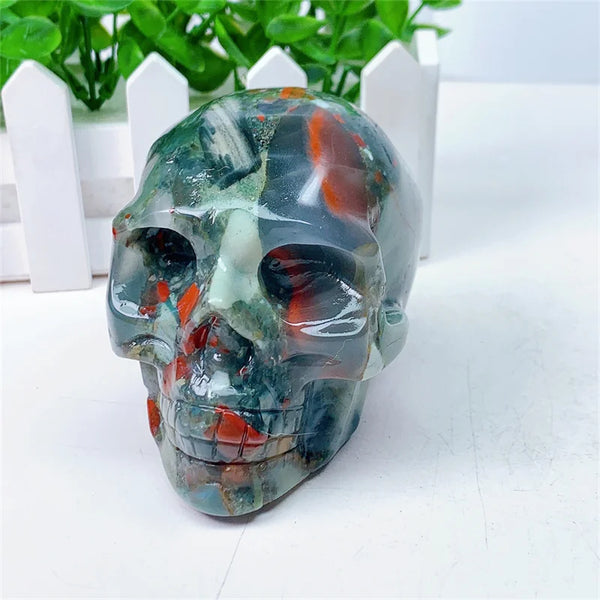 Green Blood Stone Agate Skull-ToShay.org