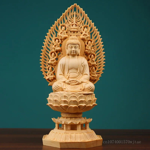 Wood Sitting Lotus Buddha Statue-ToShay.org