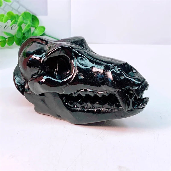 Black Obsidian Dinosaur Skull-ToShay.org