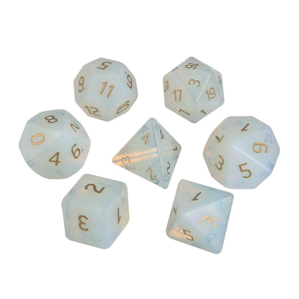 White Opalite Platonic Solid Dice-ToShay.org