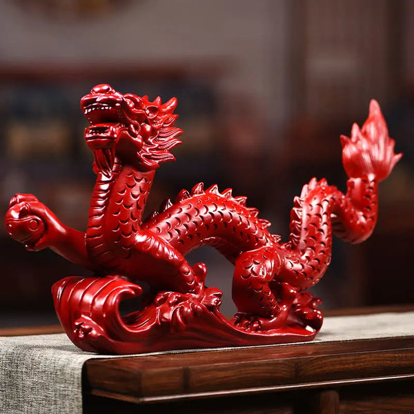 Red Wood Carved Dragon-ToShay.org