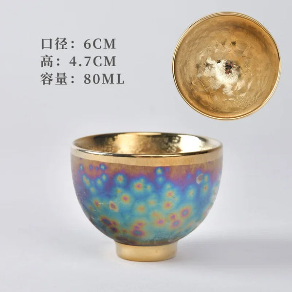 Gold Glazed Ceramic Teacups-ToShay.org