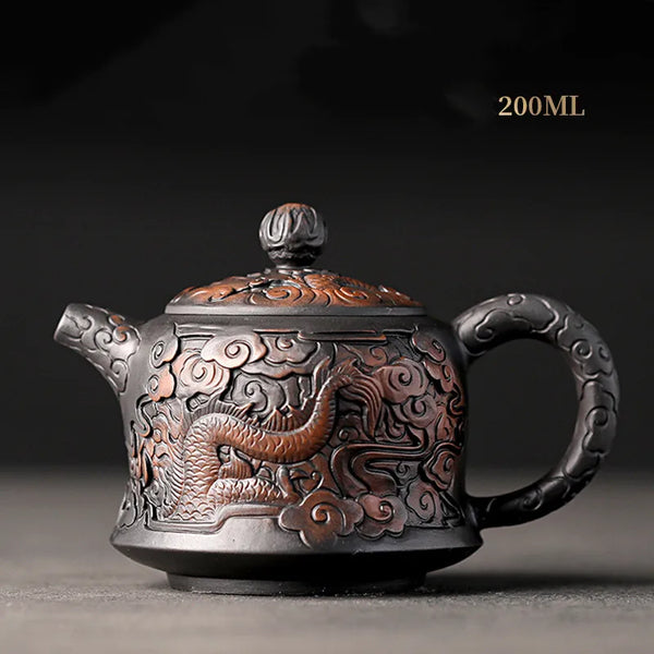 Purple Clay Embossed Teapot-ToShay.org