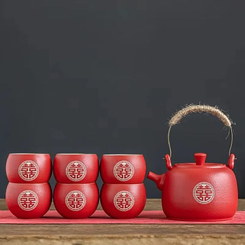 Red Ceramic Tea Set-ToShay.org