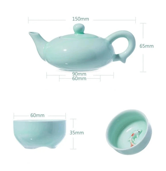 Goldfish Porcelain Tea Sets-ToShay.org