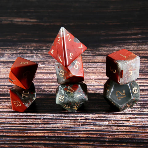 Green Bloodstone Platonic Solid Dice-ToShay.org