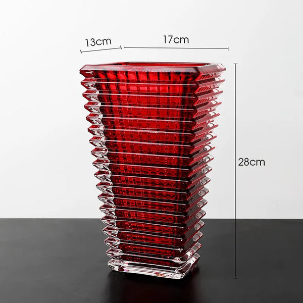 Red Crystal Glass Vase-ToShay.org