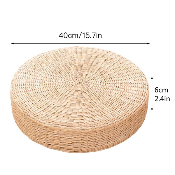 Woven Straw Pouf-ToShay.org