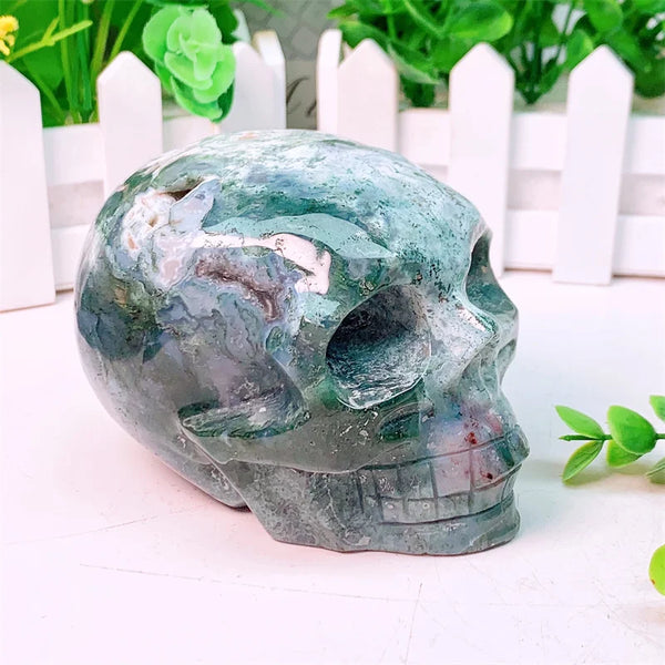 Green Moss Agate Skull-ToShay.org