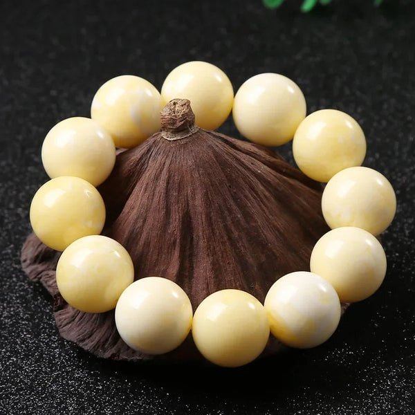 White Honey Amber Bead Bracelet-ToShay.org