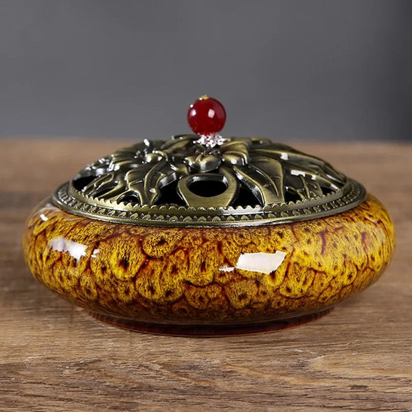 Crackle Glaze Ceramic Incense Censer-ToShay.org