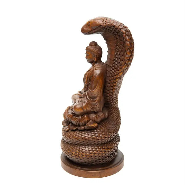 Wood Serpent Buddha Statue-ToShay.org