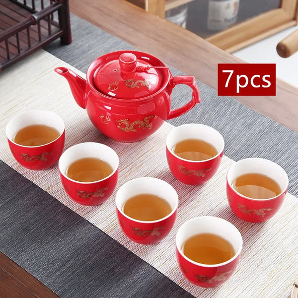 Red Ceramic Tea Sets-ToShay.org