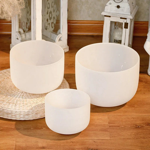 White Frosted Crystal Singing Bowls-ToShay.org