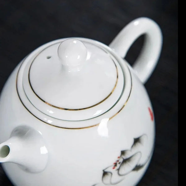 White Painted Porcelain Teapot-ToShay.org