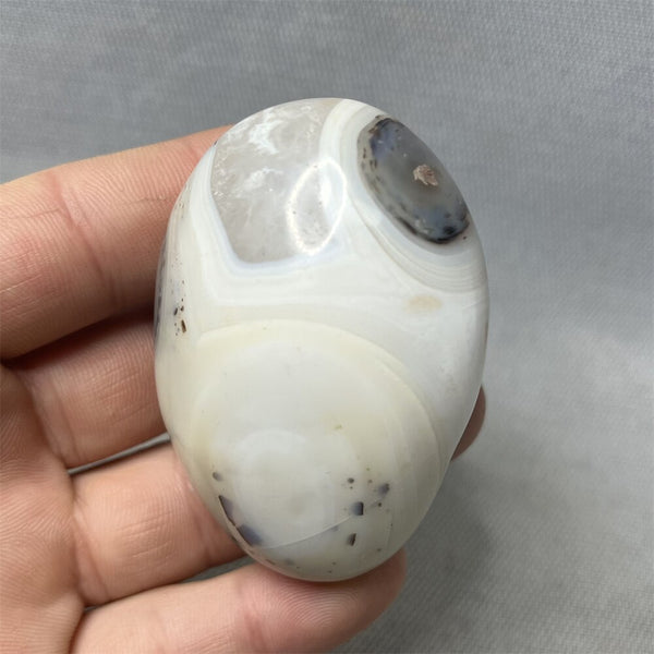 Yellow Milk Sky Eye Agate Palm Stone-ToShay.org