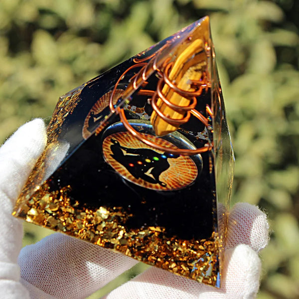 Energy Tiger Eye Orgonite Pyramid-ToShay.org