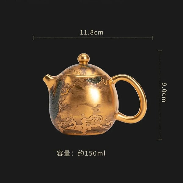 Gold Porcelain Teapot-ToShay.org