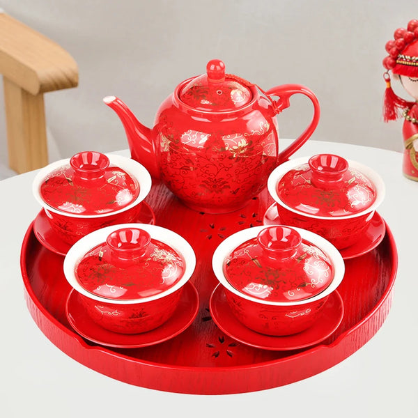 Red Ceramic Tea Set-ToShay.org