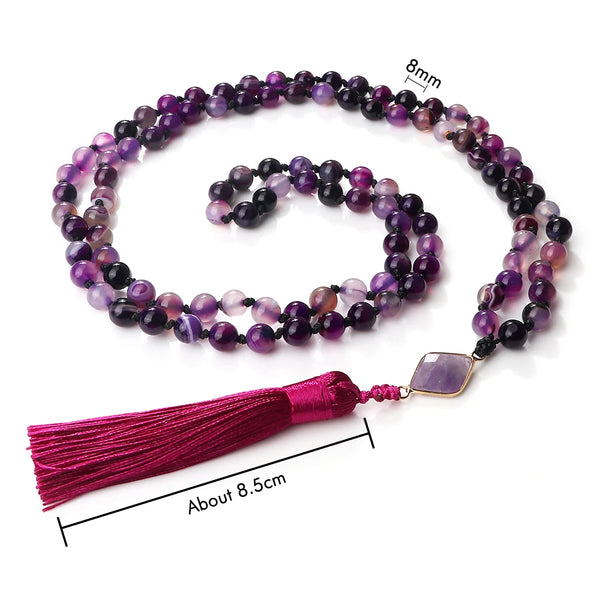 Purple Agate Mala Beads-ToShay.org