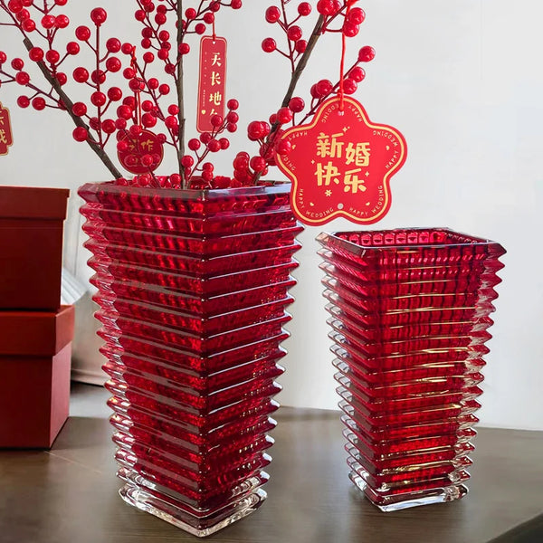 Red Crystal Glass Vase-ToShay.org