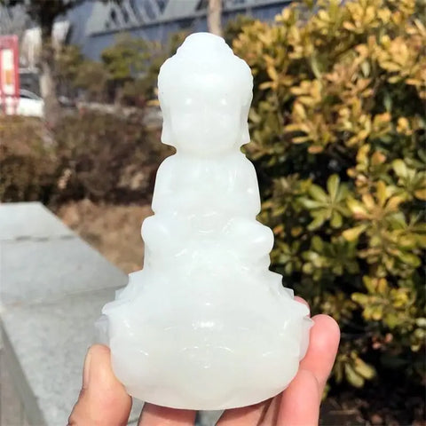 White Marble Jade Buddha-ToShay.org