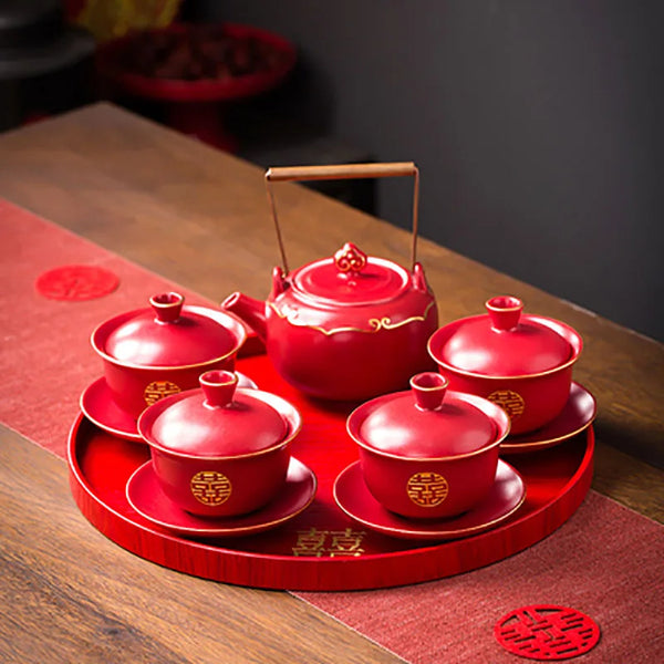 Red Ceramic Tea Sets-ToShay.org