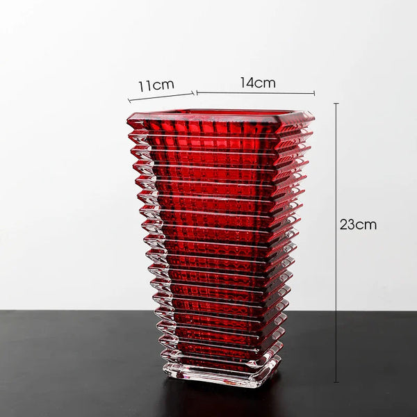 Red Crystal Glass Vase-ToShay.org