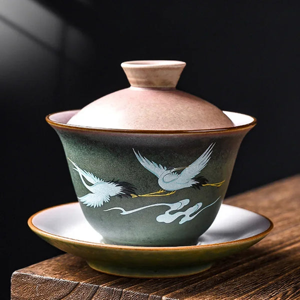 Crane Covered Tea Bowl-ToShay.org