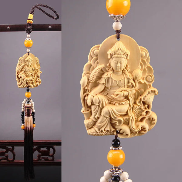 Wood Guanyin Buddha Pendant-ToShay.org