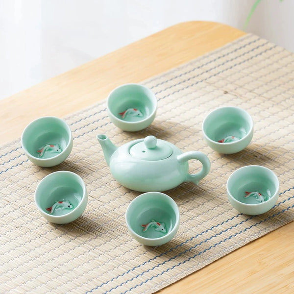 Goldfish Porcelain Tea Sets-ToShay.org