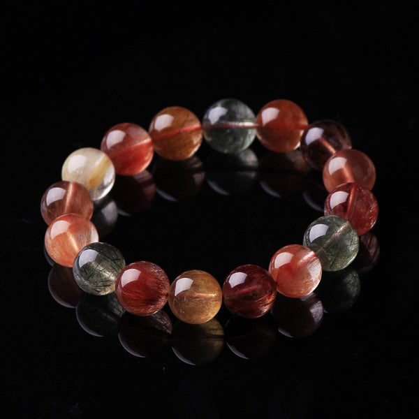 Red Green Rutilated Quartz Bracelet-ToShay.org