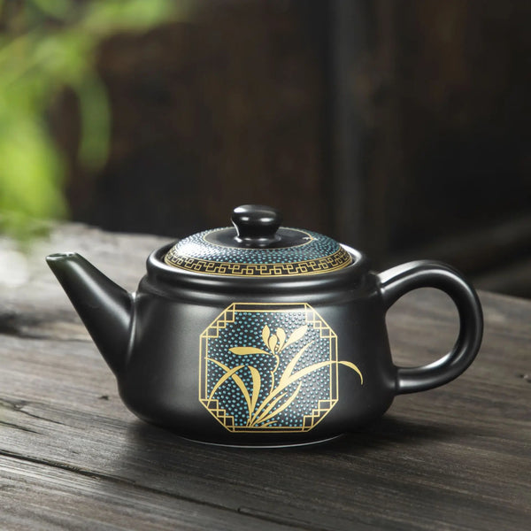 Black Gold Ceramic Teapot-ToShay.org