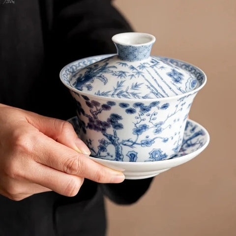 Blue White Gaiwan Tea Bowl-ToShay.org