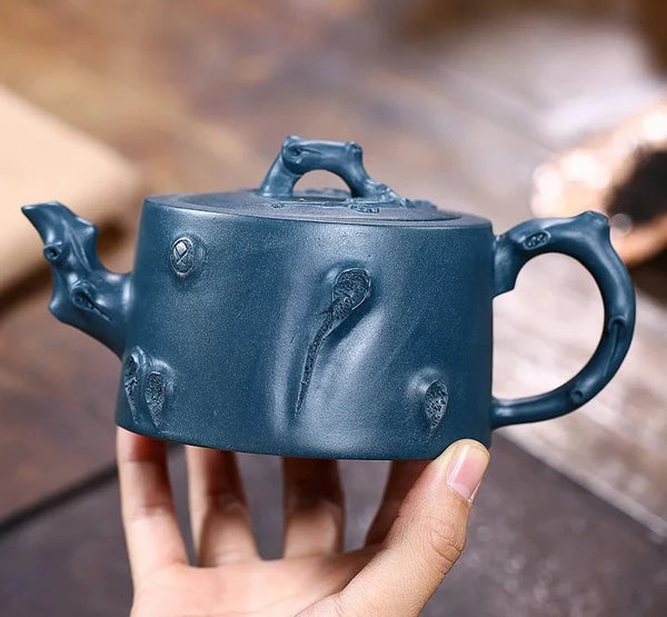 Blue Plum Tree Clay Teapot-ToShay.org