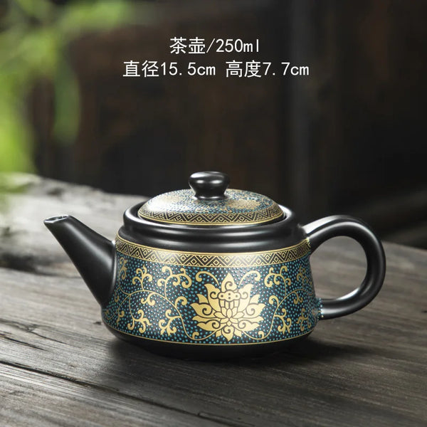 Black Gold Ceramic Teapot-ToShay.org