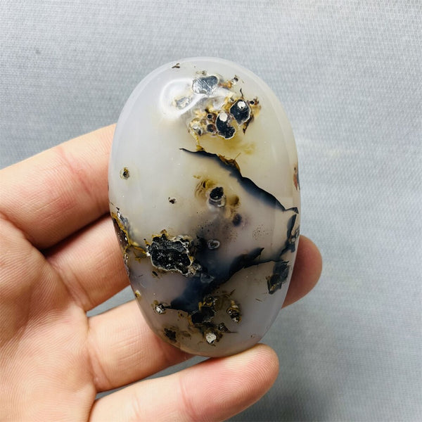 Yellow Milk Sky Eye Agate Palm Stone-ToShay.org