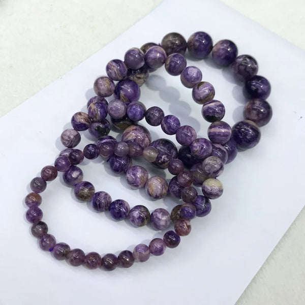 Purple Charoite Bead Bracelet-ToShay.org