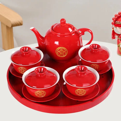 Red Ceramic Tea Set-ToShay.org