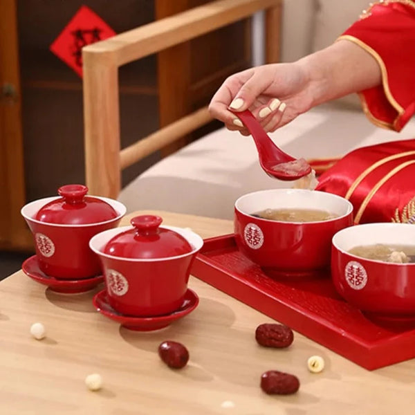 Red Ceramic Tea Bowls-ToShay.org