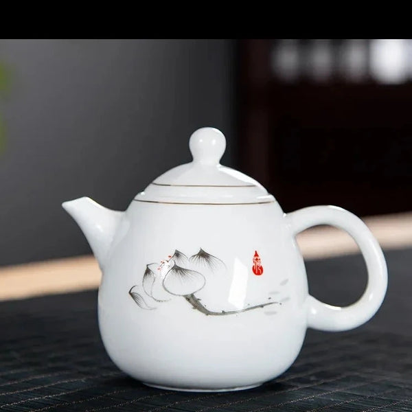 White Painted Porcelain Teapot-ToShay.org