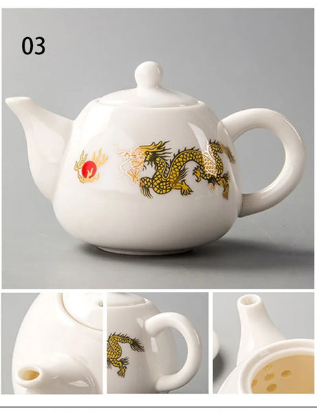 White Painted Ceramic Teapot-ToShay.org