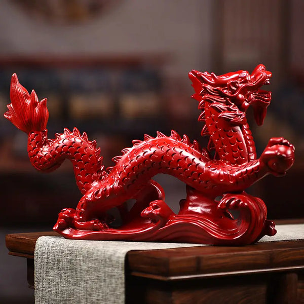 Red Wood Carved Dragon-ToShay.org