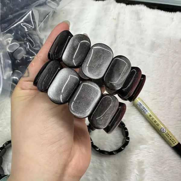 Silver Obsidian Bead Bracelets-ToShay.org