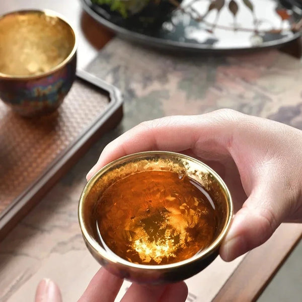 Gold Glazed Ceramic Teacups-ToShay.org