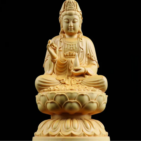 Wood Lotus Guanyin Buddha-ToShay.org