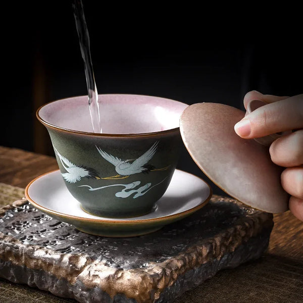 Crane Covered Tea Bowl-ToShay.org