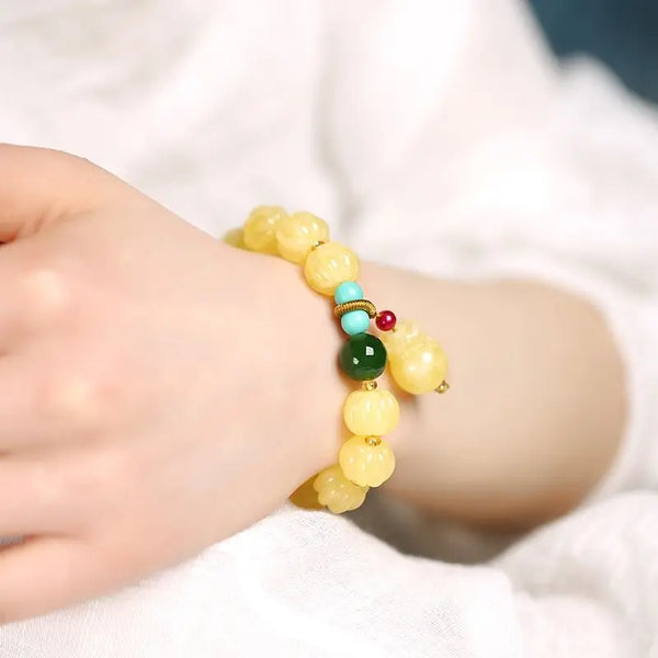 Yellow Beeswax Bead Bracelet-ToShay.org