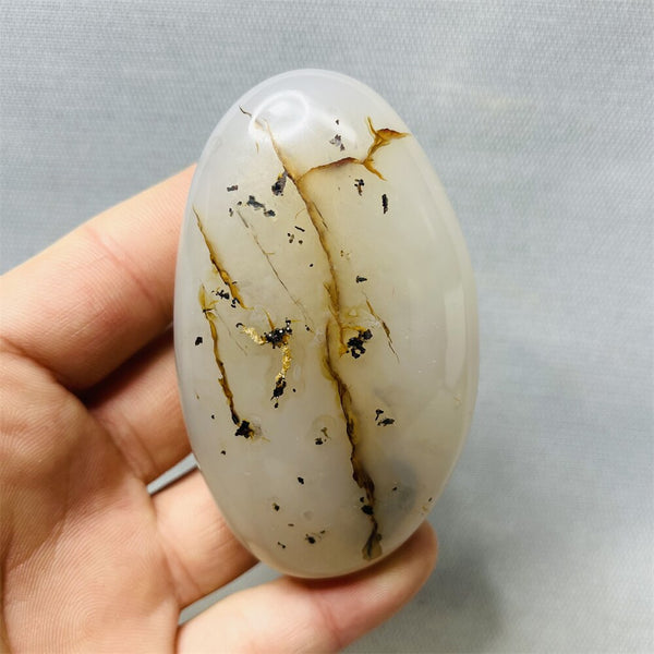 Yellow Milk Sky Eye Agate Palm Stone-ToShay.org